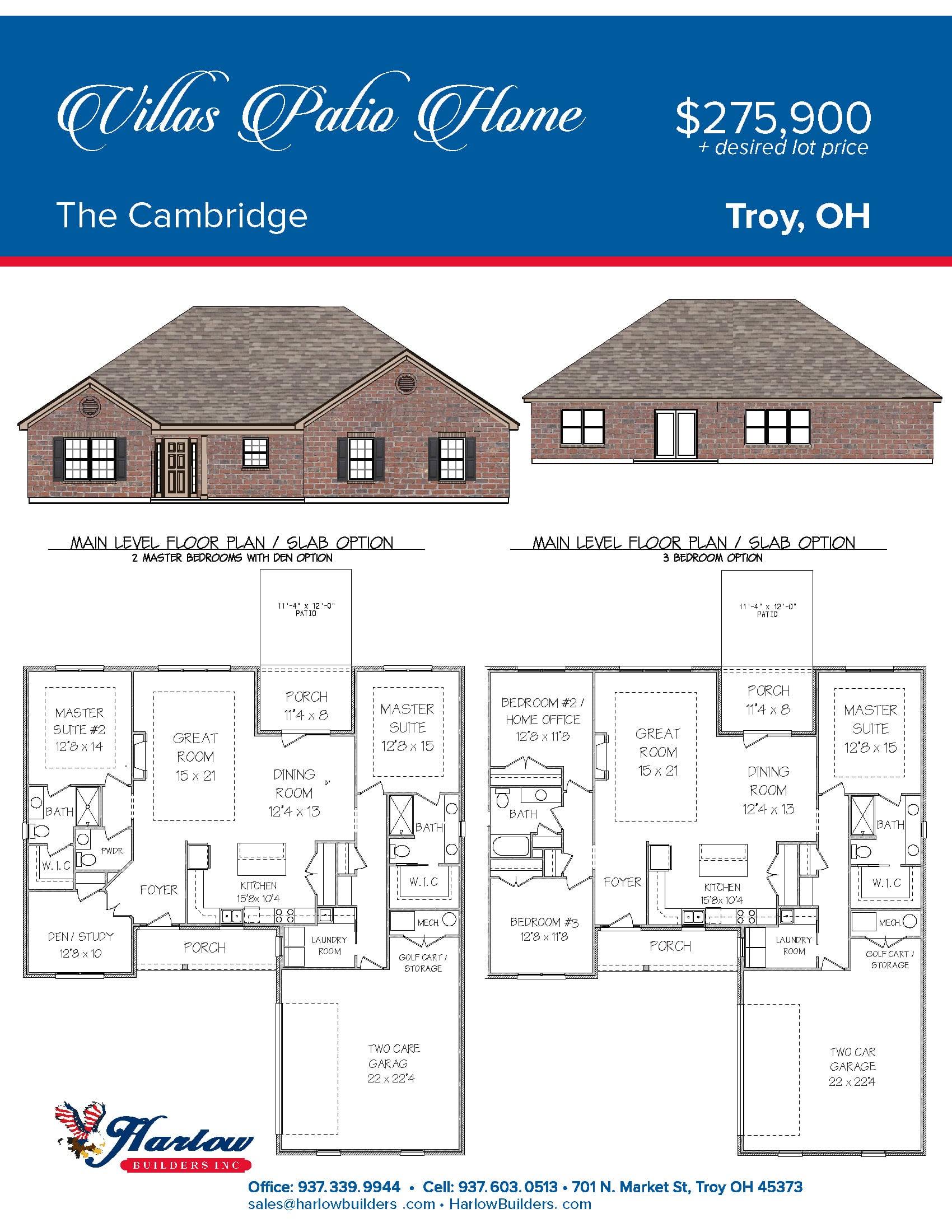 Cambridge Patio Home Villas of Halifax Semicustom home in Troy, OH