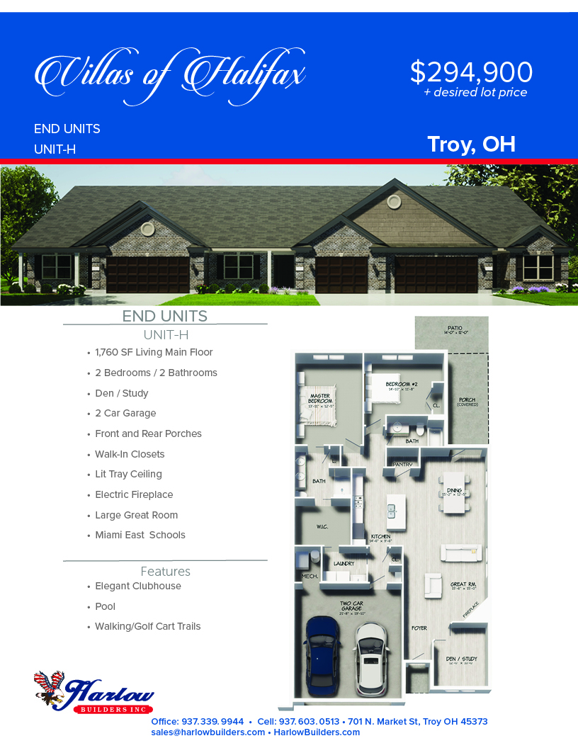 Villas Villas of Halifax Semicustom home in Troy, OH